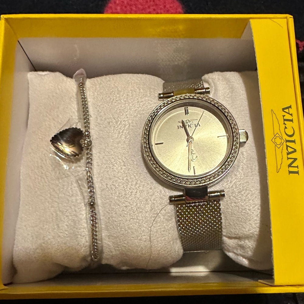 Invicta Silver Women's Watch with Heart Bracelet